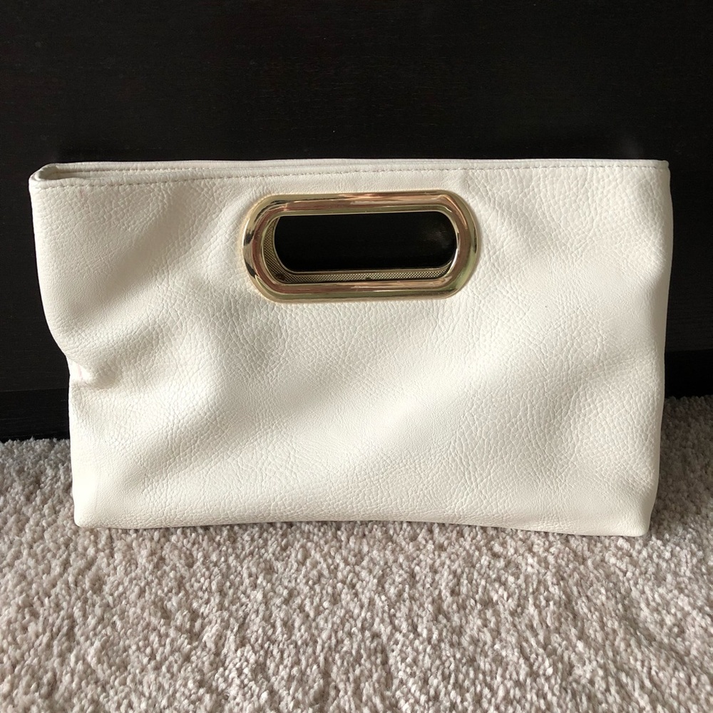 White clutch handbag